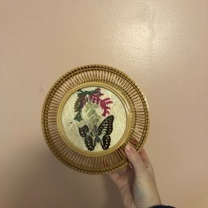 Pressed Butterfly Rattan Basket with Lid